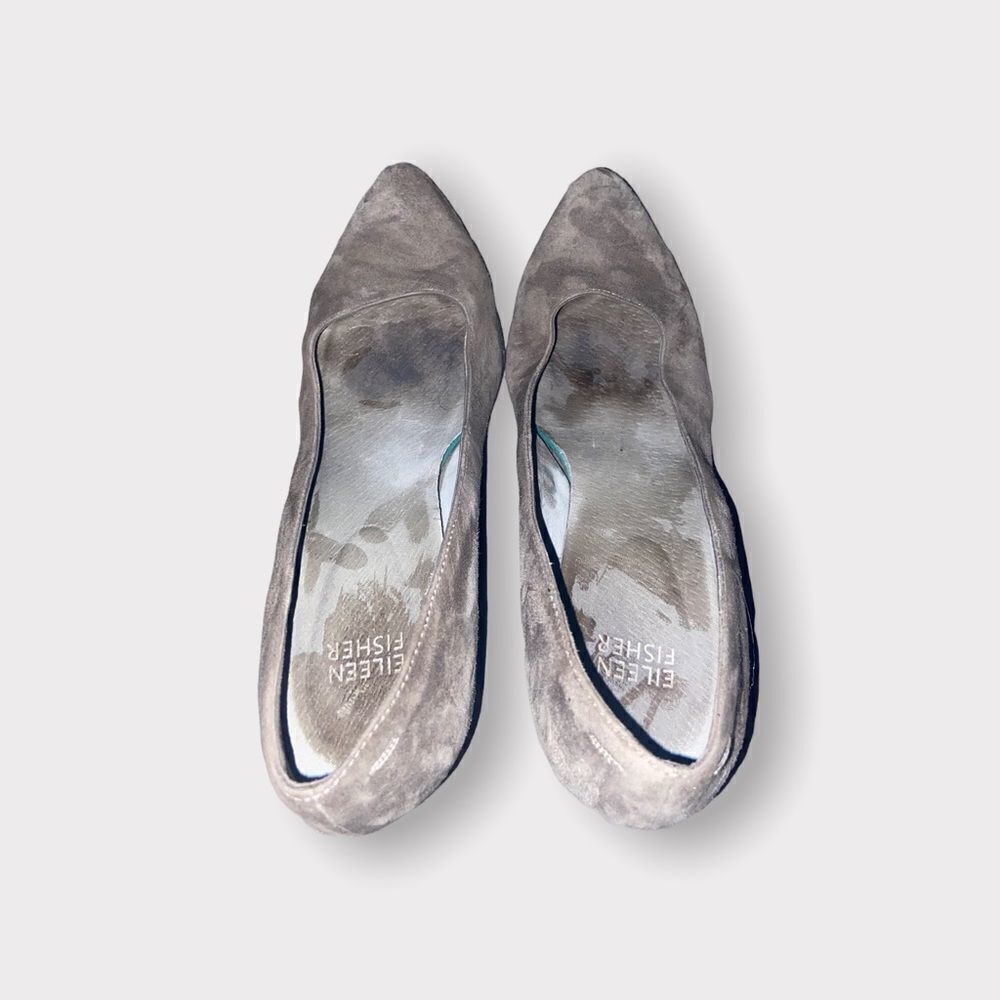 Eileen Fisher Gray/Taupe Suede Pointed-Toe Pumps - Picture 2 of 5